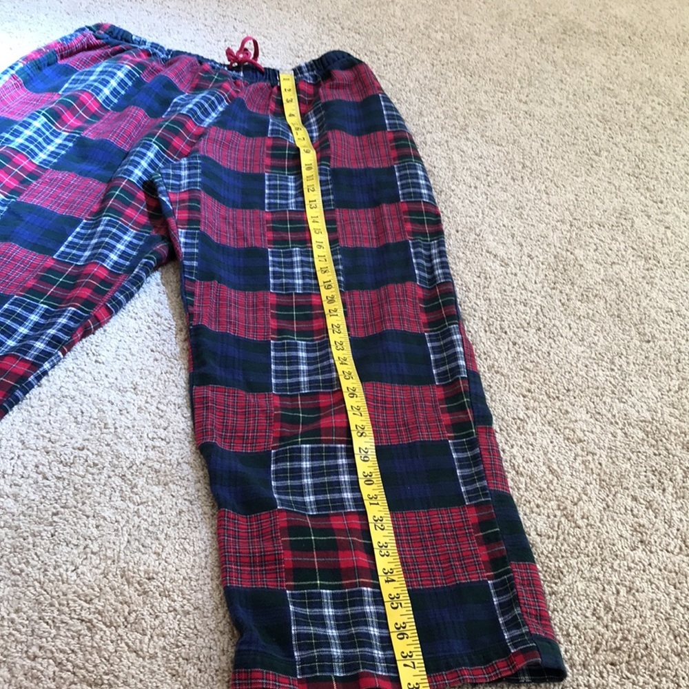 L.L.Bean Large Red Multi Patch Cotton Pajama Bott… - image 5